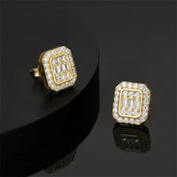 Crystal & Cubic Zirconia 18k Gold-Plated Cushion Stud Earrings