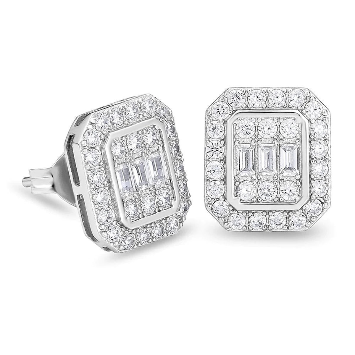 Crystal & Cubic Zirconia Silver-Plated Cushion Stud Earrings