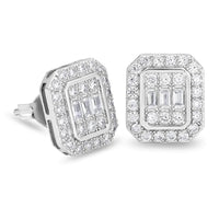 Crystal & Cubic Zirconia Silver-Plated Cushion Stud Earrings