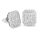 Crystal & Cubic Zirconia Silver-Plated Cushion Stud Earrings
