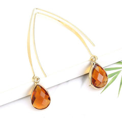 Orange Crystal & 18K Gold-Plated Threader Earrings