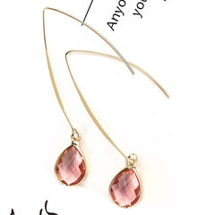 Pink Crystal & 18K Gold-Plated Threader Earrings