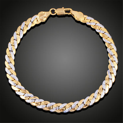 Two-Tone Figaro Bracelet, bracelet for women, everyday style, front view