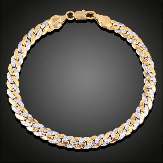 Two-Tone Figaro Bracelet, bracelet for women, vintage-inspired design, front view