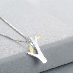 Frosted Two-Tone Branch Pendant Necklace