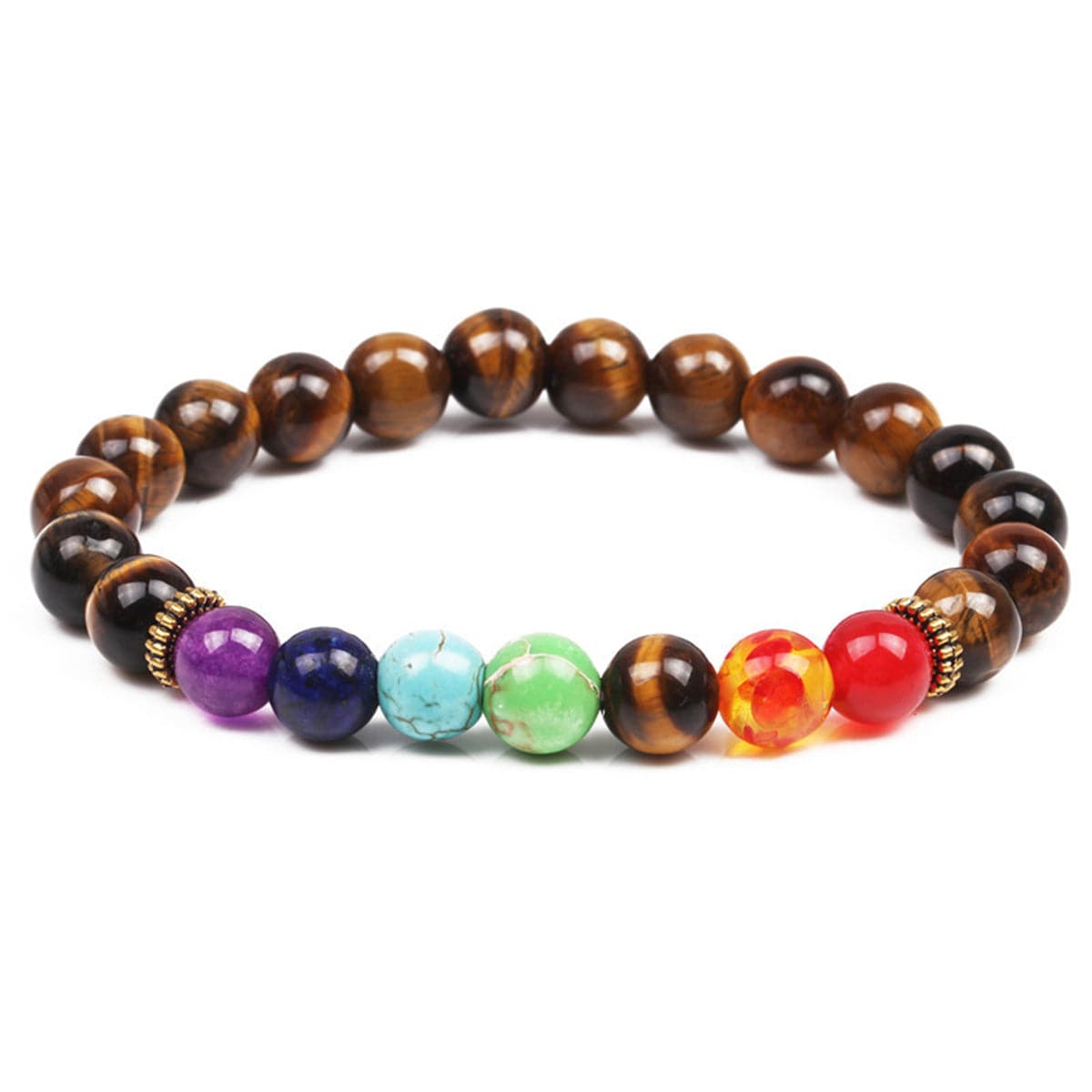 Rainbow Gemstone and Crystal Beaded Stretch Bracelet, bracelet for women, elegant gift for her, front view