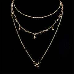 Cubic Zirconia & 18K Gold-Plated Sun Layered Choker Necklace