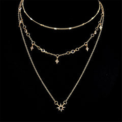 Cubic Zirconia & 18K Gold-Plated Sun Layered Choker Necklace