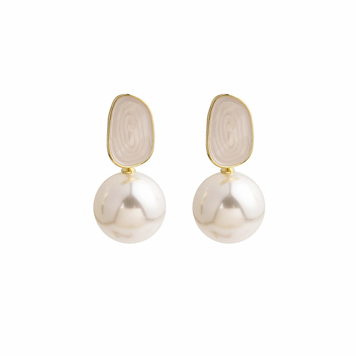 Pearl and Enamel 18K Gold-Plated Abstract Drop Earrings, gold drop earrings for women, elegant gift for her, lifestyle look