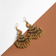 Brown Enamel & 18K Gold-Plated Peacock Bead Tassel Drop Earrings