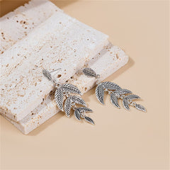 Silver-Plated Leaves Drop Earrings