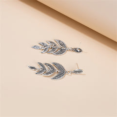 Silver-Plated Leaves Drop Earrings