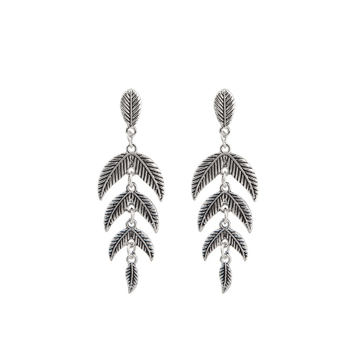 Silver-Plated Leaves Drop Earrings