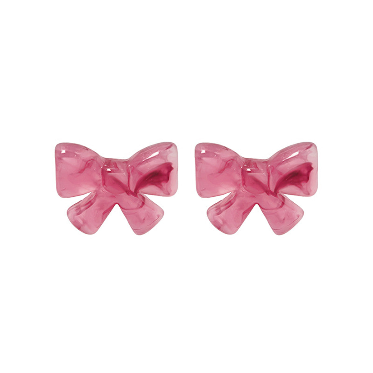 Pink & Silver-Plated Bow Stud Earrings