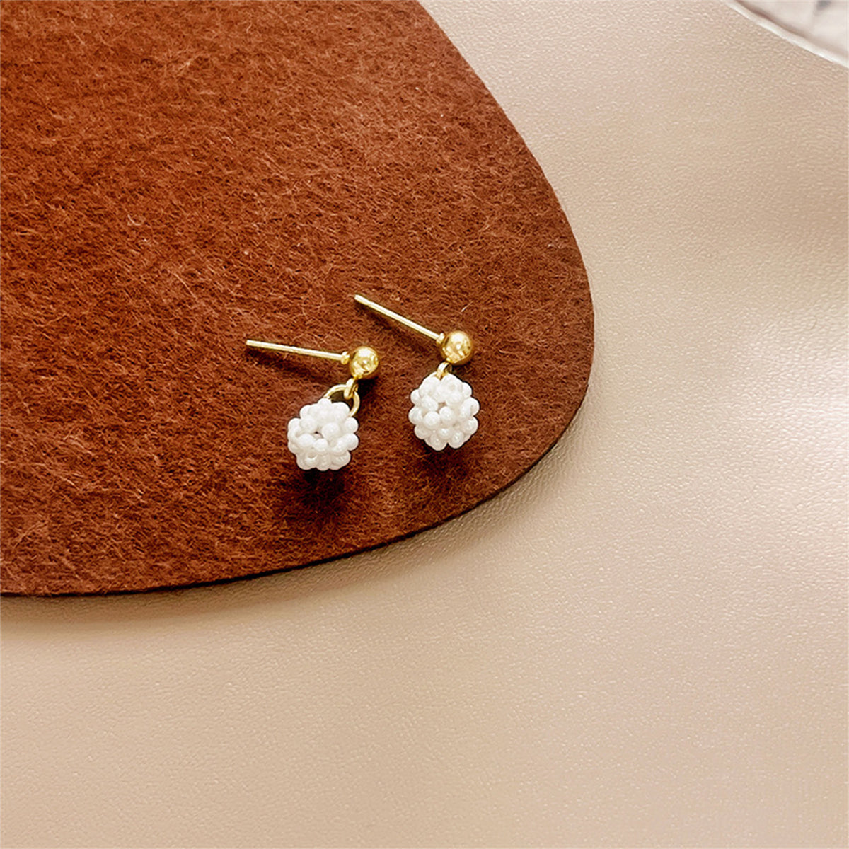 Pearl and 18K Gold-Plated Ball Drop Earrings, gold drop earrings for women, everyday style, side view