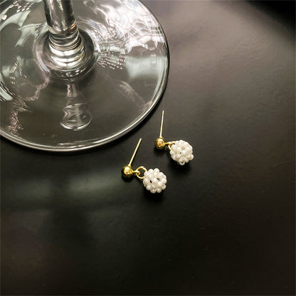 Pearl and 18K Gold-Plated Ball Drop Earrings, gold drop earrings for women, everyday style, lifestyle look