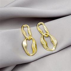 Beautifully crafted 18K gold-plated earrings showcasing a twisted interlocked oval design, ideal for stylish occasions.