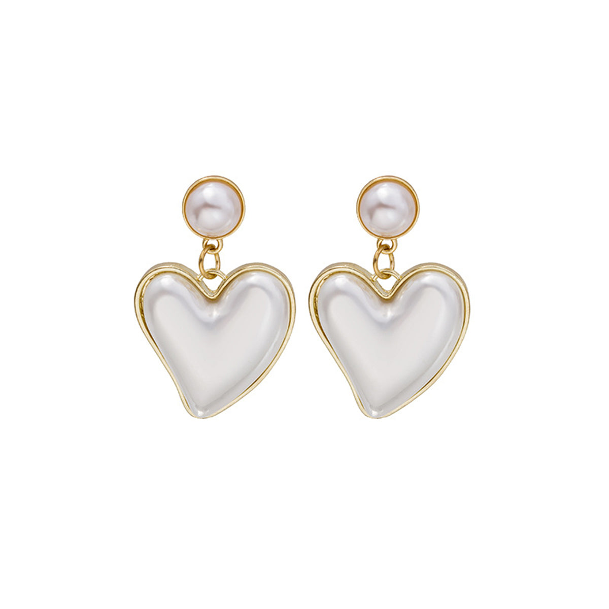 Pearl and 18K Gold-Plated Heart Drop Earrings, gold drop earrings for women, vintage-inspired design, lifestyle look