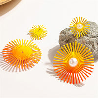 Yellow Enamel & Pearl Abstract Botanical Drop Earrings