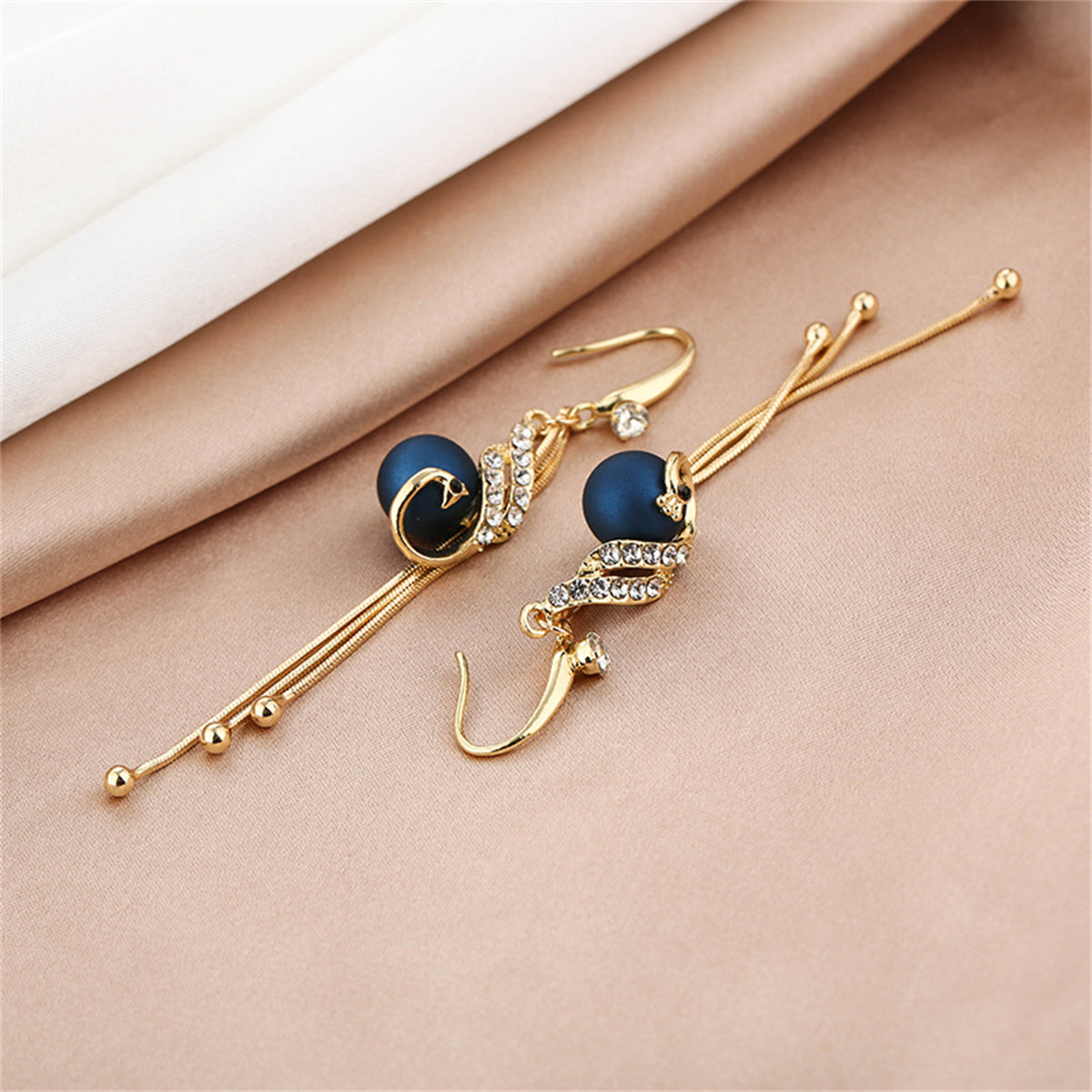 Blue Resin and Cubic Zirconia 18K Gold-Plated Phoenix Drop Earrings, gold drop earrings for women, lifestyle look