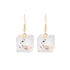 Clear Resin & 18K Gold-Plated Joker Cube Drop Earrings