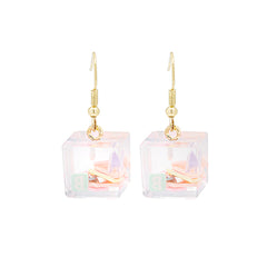 Clear Resin & 18K Gold-Plated Letter Cube Drop Earrings