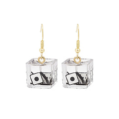 Black & 18K Gold-Plated Die Cube Drop Earrings