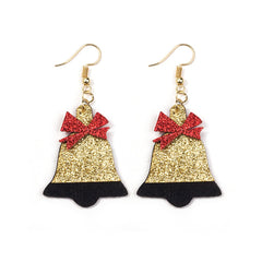 Red Felt & 18K Gold-Plated Glitter Bell Drop Earrings