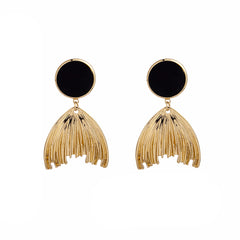 Black Enamel & 18K Gold-Plated Fish Tail Drop Earrings