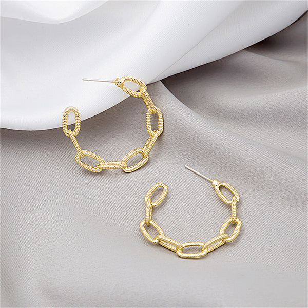Goldtone Figaro Chain Hoop Earrings