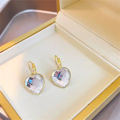 Crystal & 18K Gold-Plated Heart Huggie Earrings