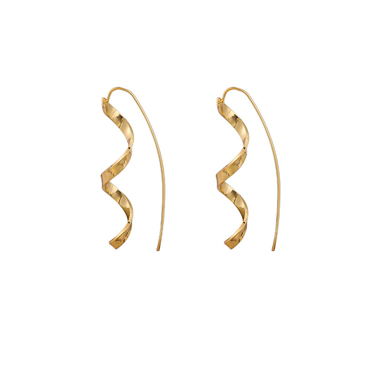 18K Gold-Plated Twisted Threader Earrings, gold drop earrings for women, botanical inspired, side view
