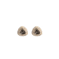 Gray Crystal & Cubic Zirconia Triangle Stud Earrings