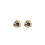 Gray Crystal & Cubic Zirconia Triangle Stud Earrings