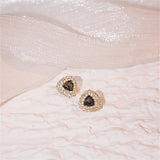 Gray Crystal & Cubic Zirconia Triangle Stud Earrings