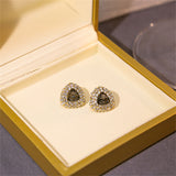 Gray Crystal & Cubic Zirconia Triangle Stud Earrings