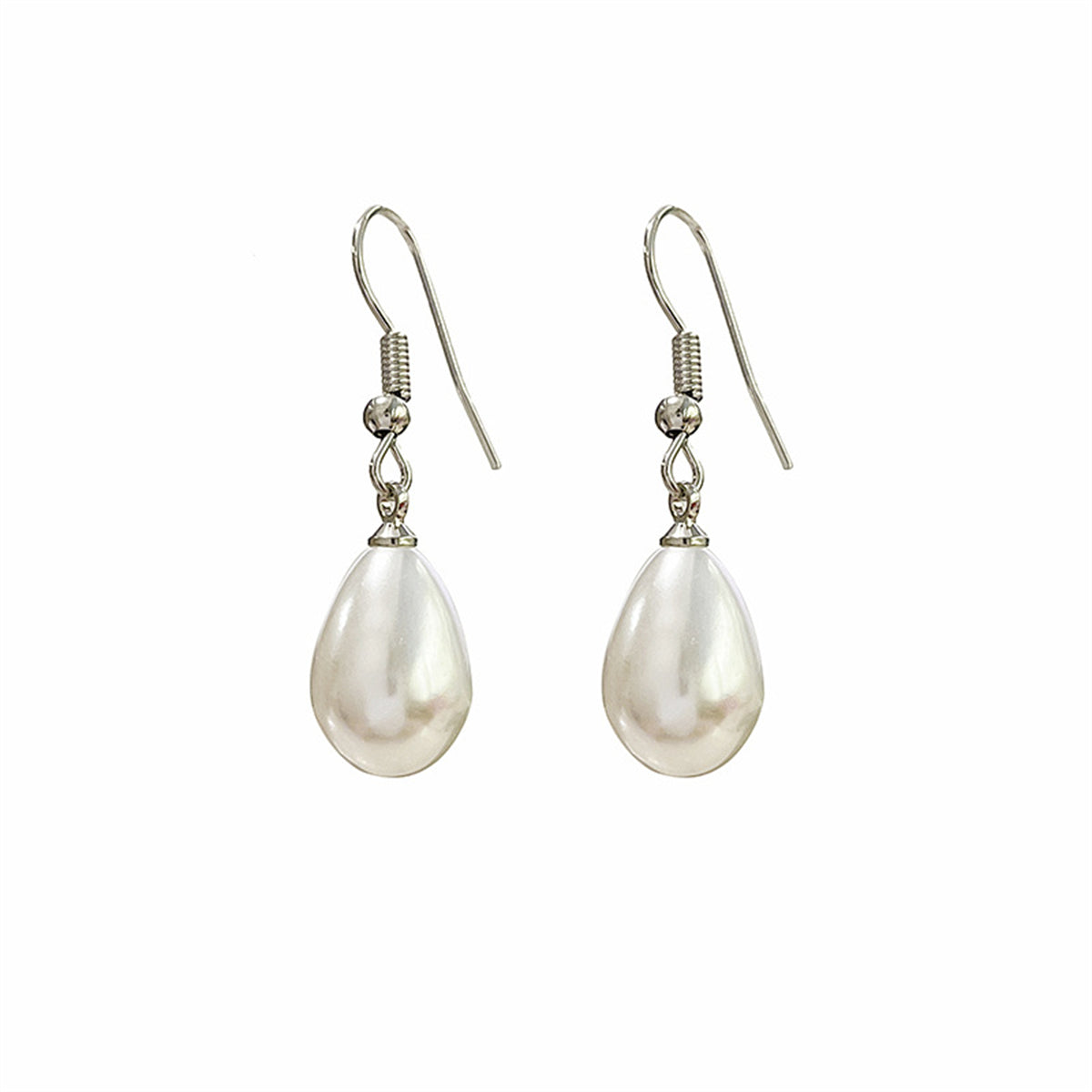 Pearl and Silver-Plated Dangle Drop Earrings, silver drop earrings for women, elegant gift for her, styled look