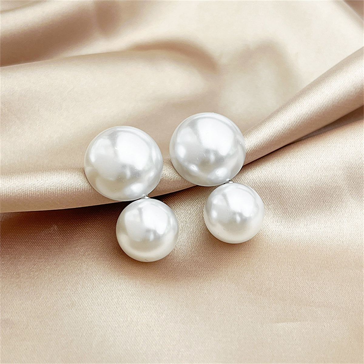 Pearl and Silver-Plated Round Double-Bead Drop Earrings, silver drop earrings for women, everyday style, lifestyle look