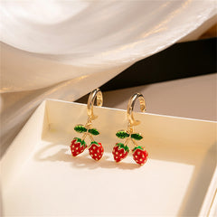 Red Enamel & 18K Gold-Plated Strawberry Huggie Earrings