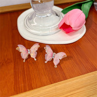 Cubic Zirconia & Polyester 18k Gold-Plated Butterfly Stud Earrings