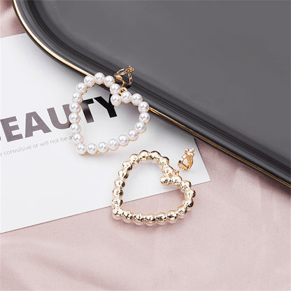Pearl and 18K Gold-Plated Openwork Heart Drop Earrings, gold drop earrings for women, elegant gift for her, side view