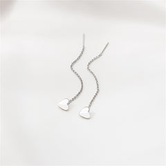 Silver-Plated Heart Threader Earrings