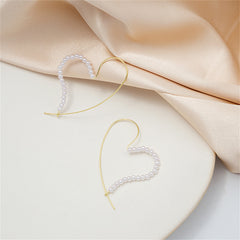 Pearl & 18K Gold-Plated Heart Hoop Earring