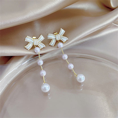 Enamel and Pearl 18K Gold-Plated Openwork Abstract Butterfly Drop Earrings, gold drop earrings for women, side view