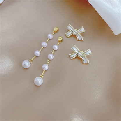 Enamel and Pearl 18K Gold-Plated Openwork Abstract Butterfly Drop Earrings, gold drop earrings for women, detail close-up
