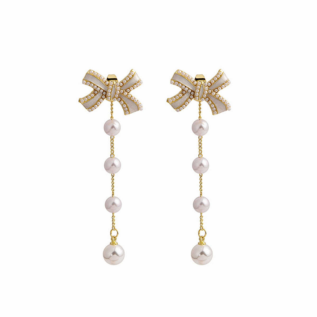 Enamel and Pearl 18K Gold-Plated Openwork Abstract Butterfly Drop Earrings, gold drop earrings for women, front view