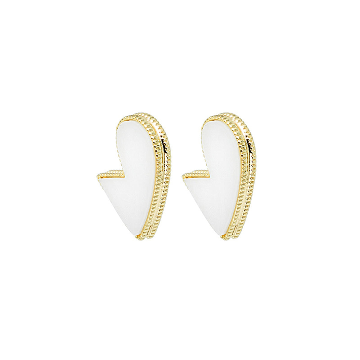 White Enamel and 18K Gold-Plated Bordered-Heart Huggie Earrings, gold huggie earrings, vintage-inspired design, styled look