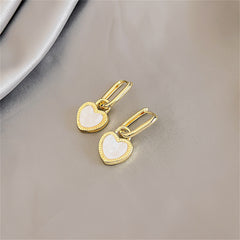 White & Black Heart Huggie Earrings