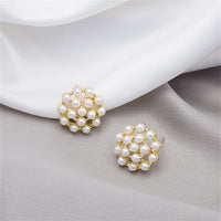 Pearl & 18k Gold-Plated Cluster Stud Earrings