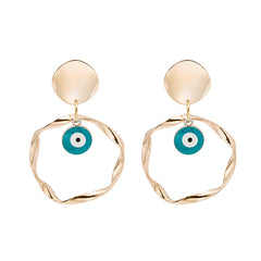 Enamel & 18K Gold-Plated Evil Eye Twisted Circle Drop Earrings